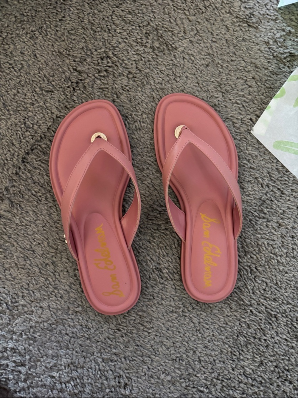 Sam Edelman Pink Thong Sandals with Gold Accent